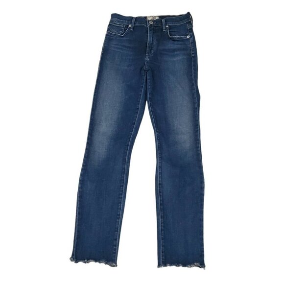 Agolde‎ Jeans 25 Sophie High Rise Crop Skinny Dark Wash Raw Hem Stretch Denim